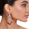 GOLD PLATED SHRUTIPAT RED KUNDAN EARRINGS