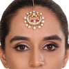 GOLD PLATED LOTUS RED WHITE KUNDAN  TIKA