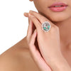 SILVER PLATED HASTHAM GREEN WHITE KUNDAN RING