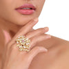 GOLD PLATED HASTHAM WHITE RED KUNDAN RING
