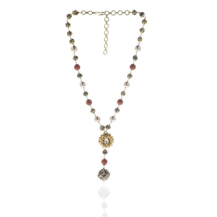 GOLD PLATED PURNA ORANGE NECKLACE SET