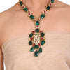 GOLD PLATED SHRUTIPAT GREEN & RED KUNDAN NECKLACE SET