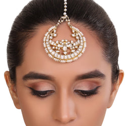 GOLD PLATED LITTLE PEACOCKS WHITE KUNDAN  TIKA