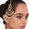 GOLD PLATED RED & WHITE KUNDAN JHOOMAR