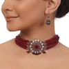 Silver Plated Valentine Victorian Ruby Choker Set