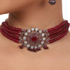 Silver Plated Valentine Victorian Ruby Choker Set