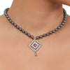 Silver Plated Valentine Grey Pearl Necklace Set