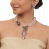 Silver Plated Valentine Pink Zircon Necklace Set