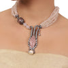 Silver Plated Valentine Pink Zircon Necklace Set