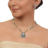 Silver Plated Valentine Green Necklace Set
