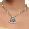 Silver Plated Valentine Green Necklace Set