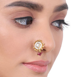 Gold Plated Ruby Kundan Nosepin