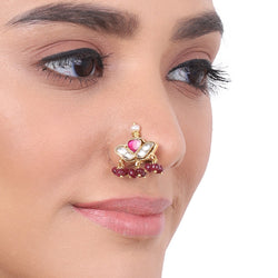 Gold Plated Kundan Ruby Nosepin