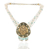 Gold Plated Deva Lakshmi Green Enamel Kundan Necklace
